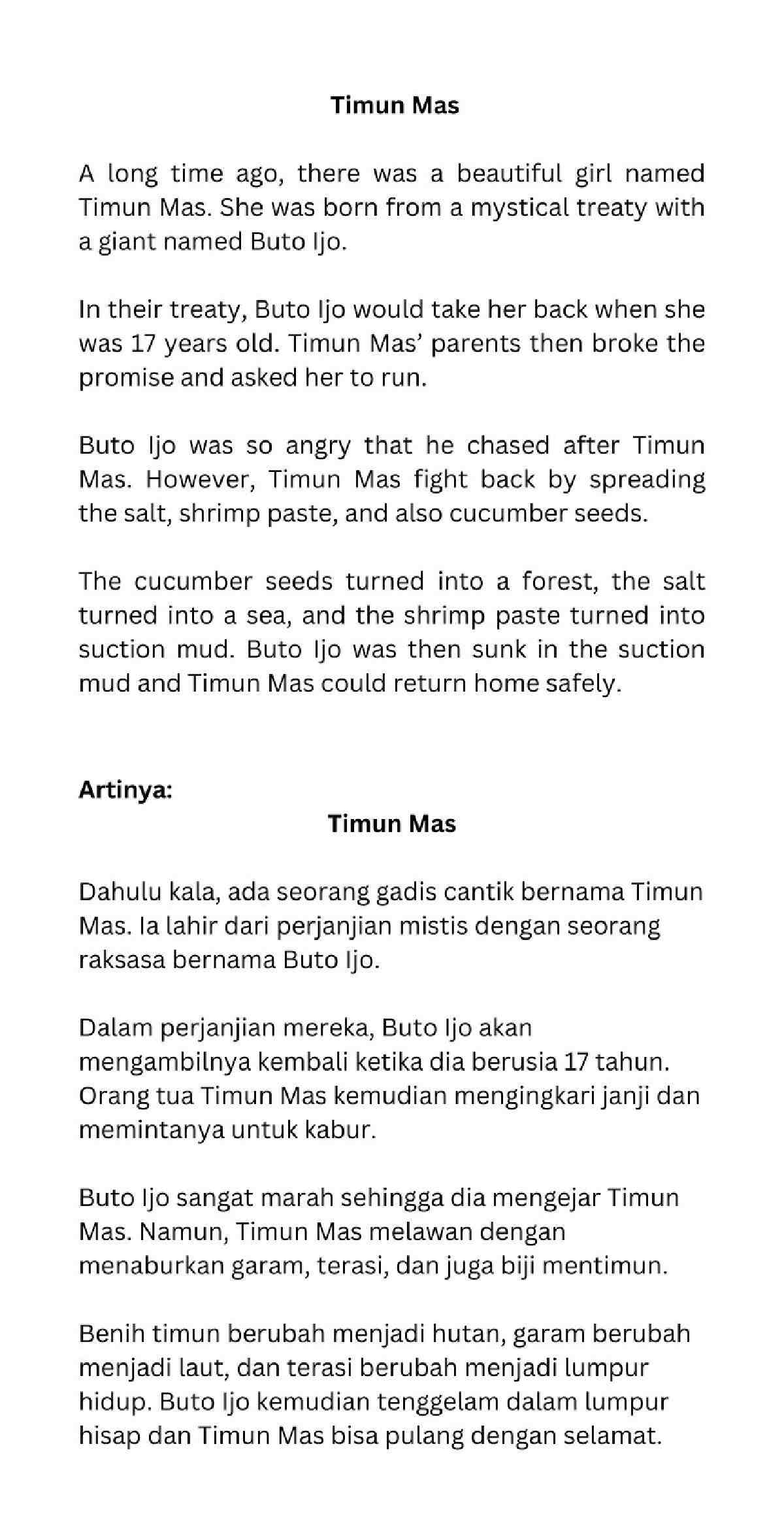 cerita rakyat lama makanan tradisional 